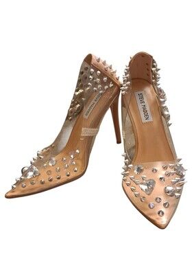 Steve Madden Clear With Studs Nomah Heels, Sz 7